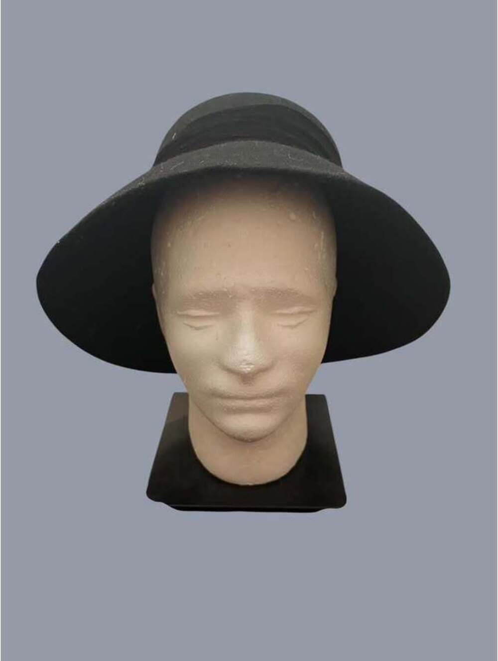 Black Felt Wide Brim Hat with Velvet Bow